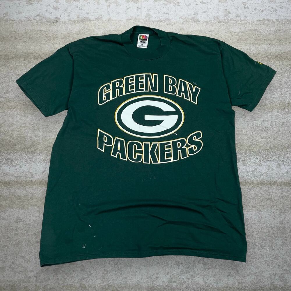 Vintage 90s Green Bay Packers Shirt Mens XL Forest Green Cotton Mcdonalds FOTL